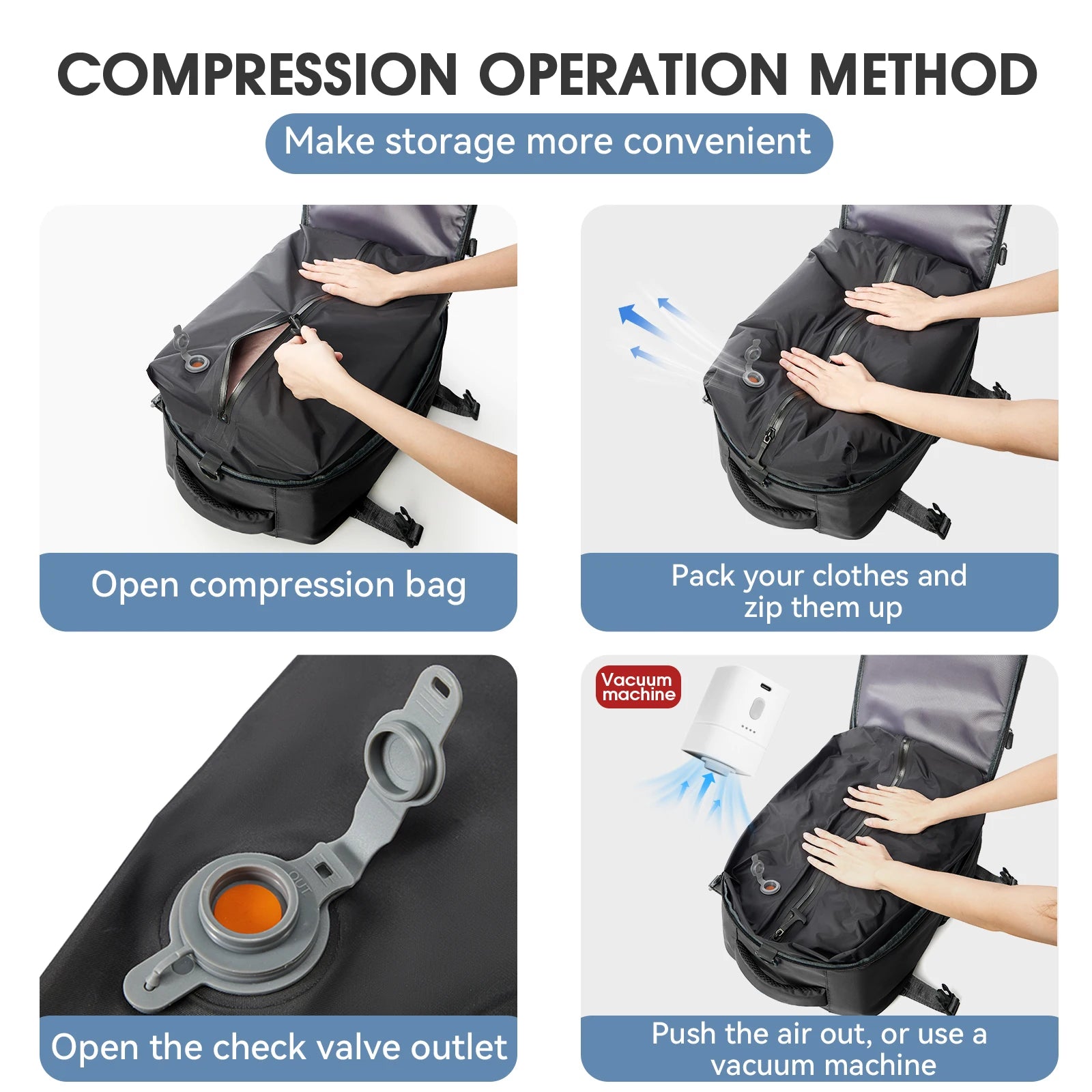 NexoraLiving™ Vacuum Backpack Travel Bag