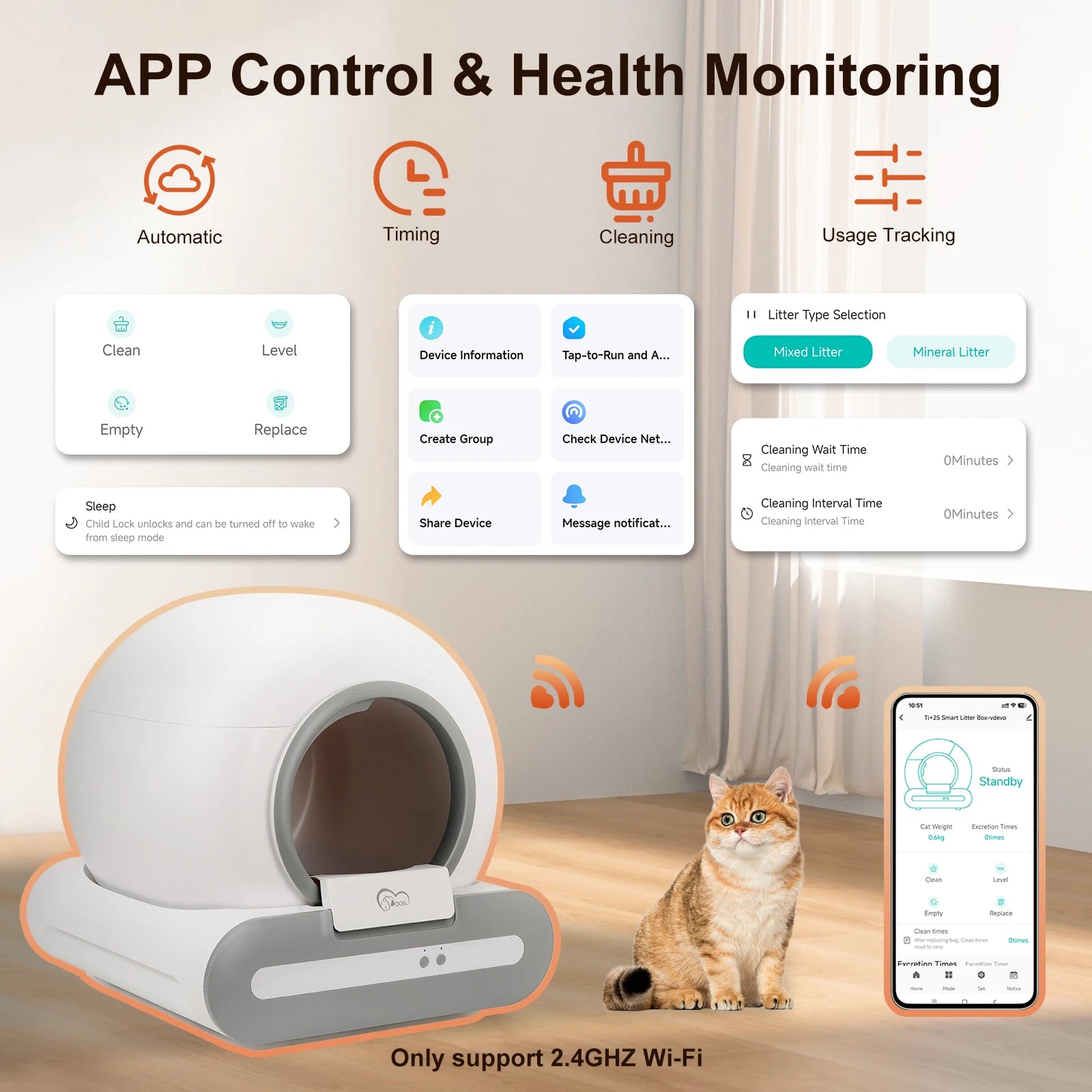 NexoraLiving SmartLitter™ 65L Self-Cleaning Cat System